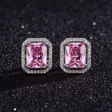 Load image into Gallery viewer, Silver-Plated Zircon Stud Earrings