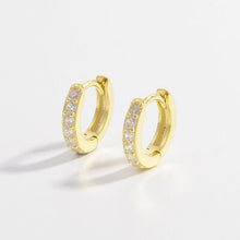 Load image into Gallery viewer, 925 Sterling Silver Inlaid Zircon Huggie Earrings