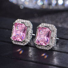 Load image into Gallery viewer, Silver-Plated Zircon Stud Earrings