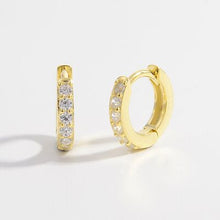 Load image into Gallery viewer, 925 Sterling Silver Inlaid Zircon Huggie Earrings
