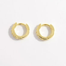 Load image into Gallery viewer, 925 Sterling Silver Inlaid Zircon Huggie Earrings