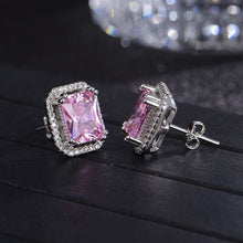 Load image into Gallery viewer, Silver-Plated Zircon Stud Earrings