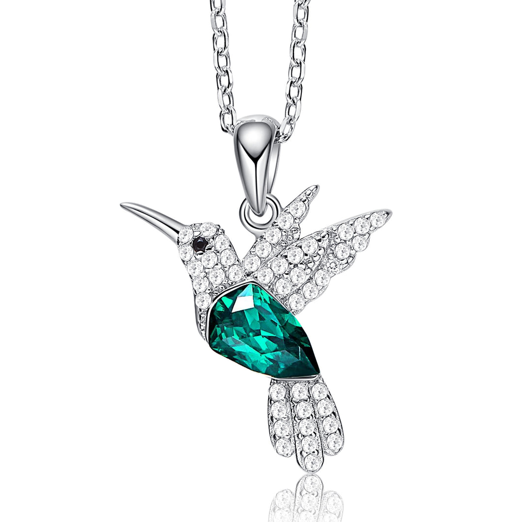 Crystal Green Hummingbird Necklace-Rita Jewelry