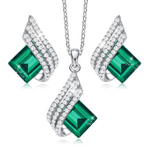 Load image into Gallery viewer, Green Stone Clear Zirconia Jewelry Set
