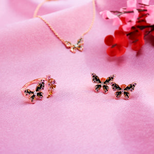 Fashionable Black Butterfly Jewelry Set