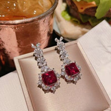 Load image into Gallery viewer, Platinum-Plated Artificial Gemstone Dangle Earrings
