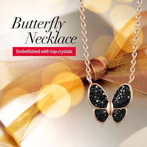 Black Crystal Butterfly Jewelry Set-Rita Jewelry