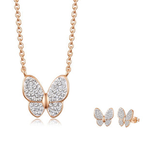White Crystal Butterfly Jewelry Set